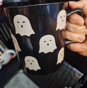 Black Ghost Pattern Ceramic Mug - Unbranded